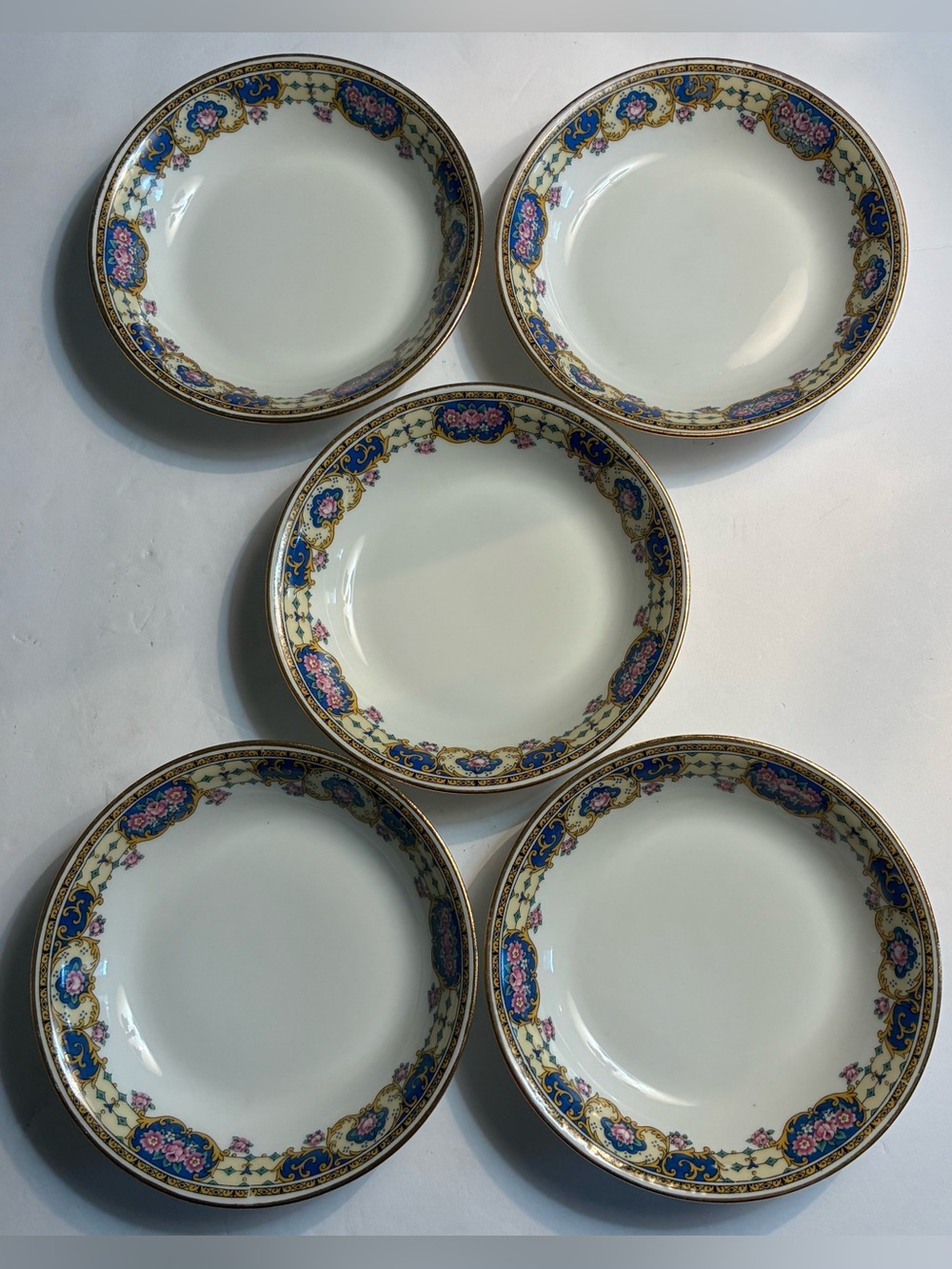 Antique Limoges Jean Boyer Floral Trim Porcelain Salad Plates 1920’s France